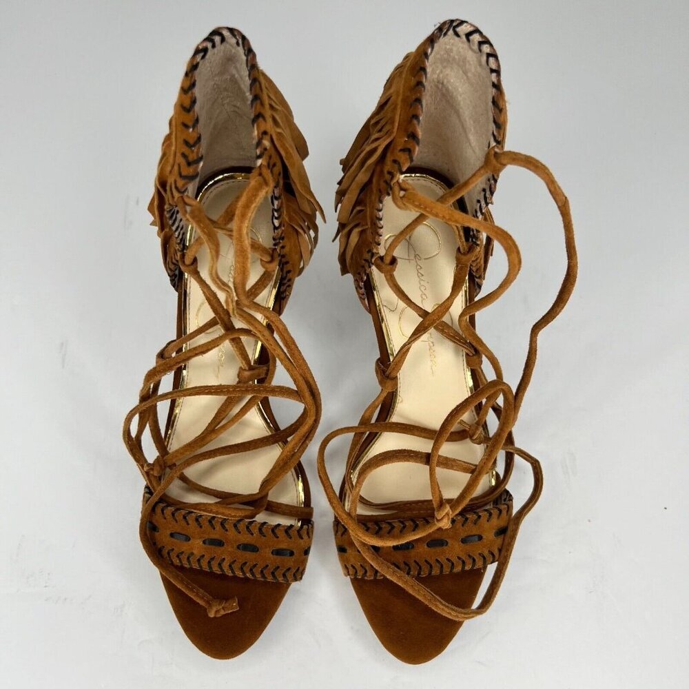 Jessica Simpson Womens Mareya Brown Fringe Ankle Straps Size 7M Gladiator Sandal - Picture 3 of 8